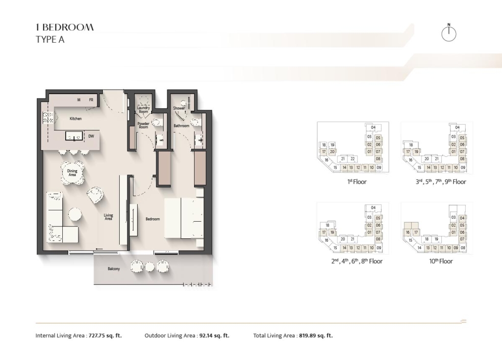Everly Place — 1BR floor plan