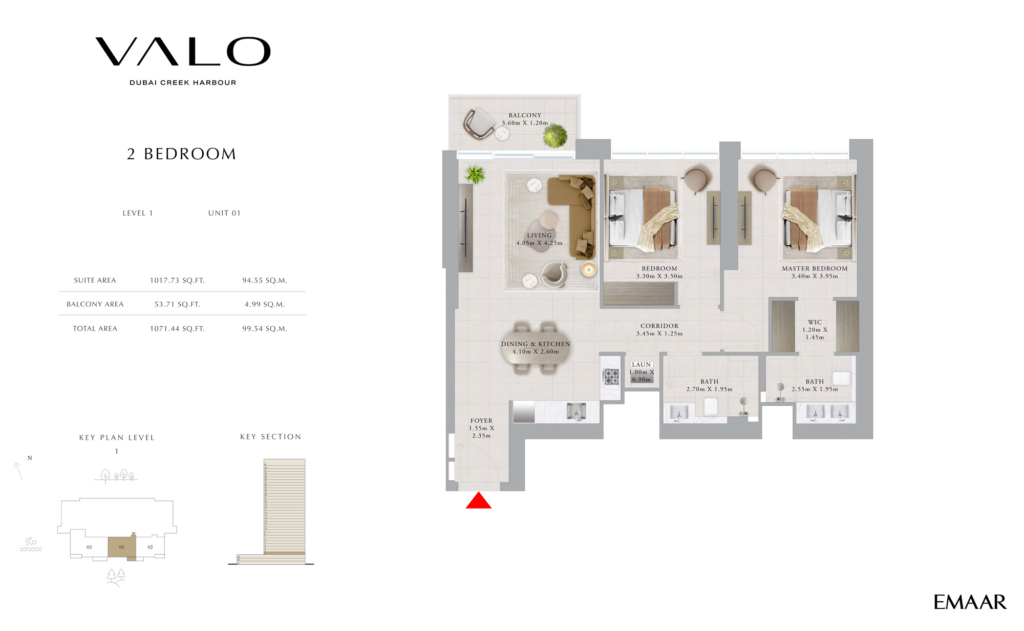 Valo at Dubai Creek Harbour  — 2BR floor plan