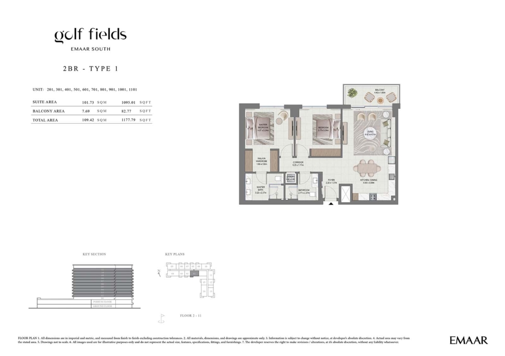 Golf Field  — 2BR floor plan