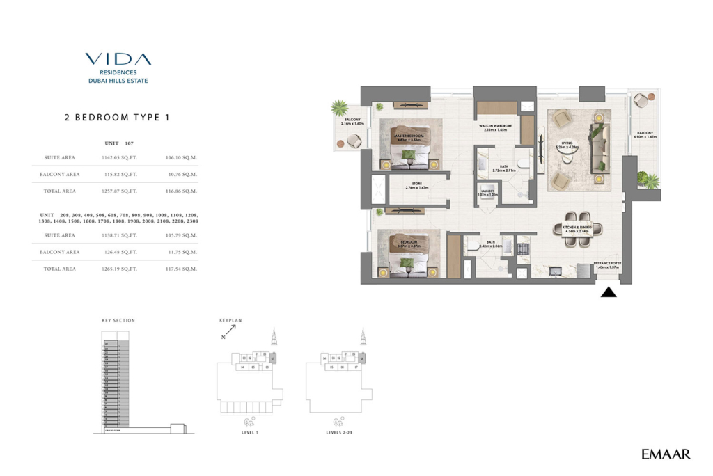 Vida Residences — 2BR floor plan