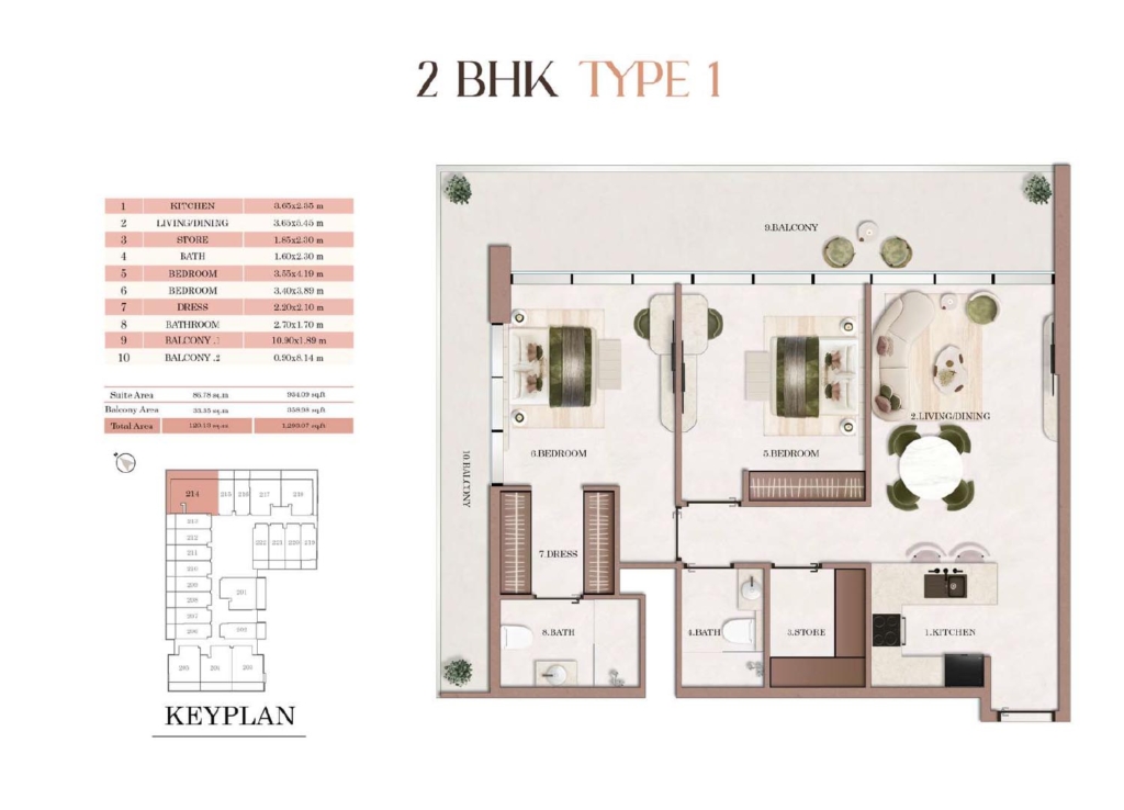 Havencia by ALA  — 2BR floor plan