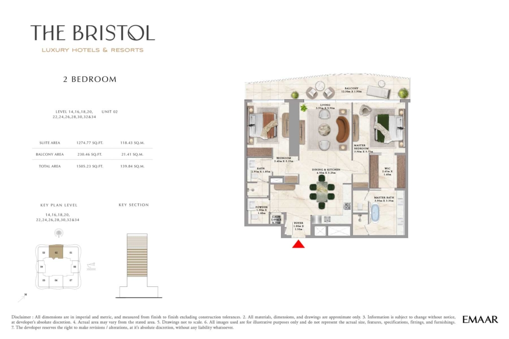 The Bristol Luxury Hotels & Resorts  — 2BR floor plan