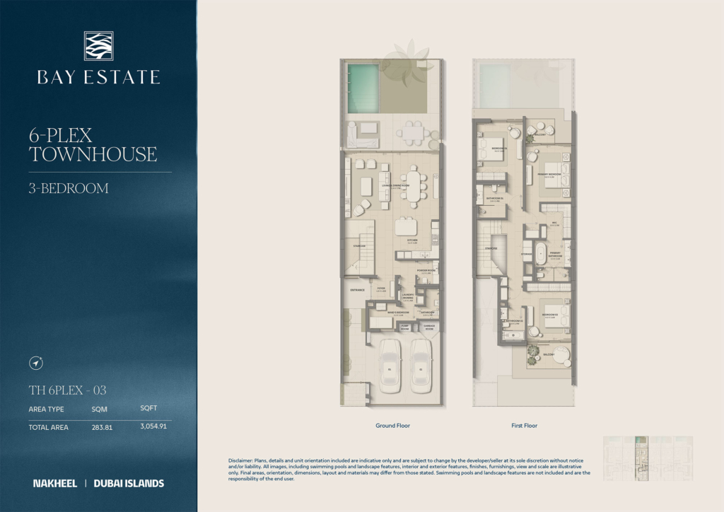 Bay Estate  — 3BR Townhouse floor plan