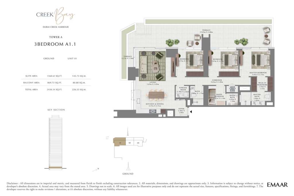 Creek Bay at Dubai Creek Harbour - Emaar Properties — 3BR floor plan