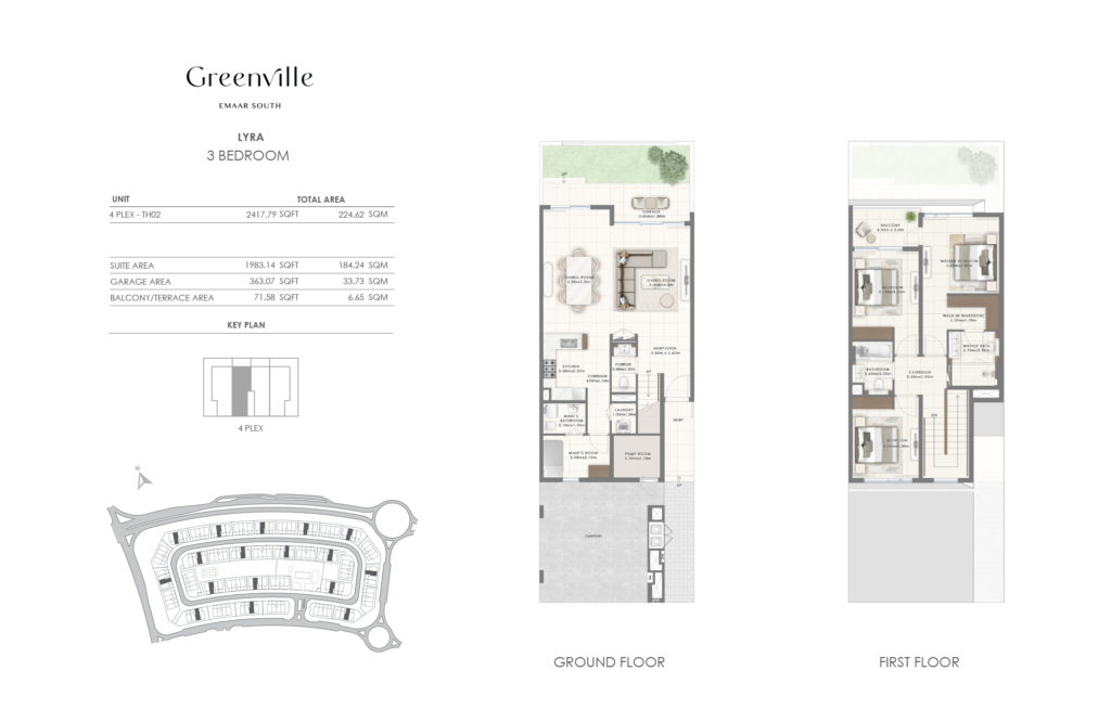 Greenville — 3BR Townhouse floor plan