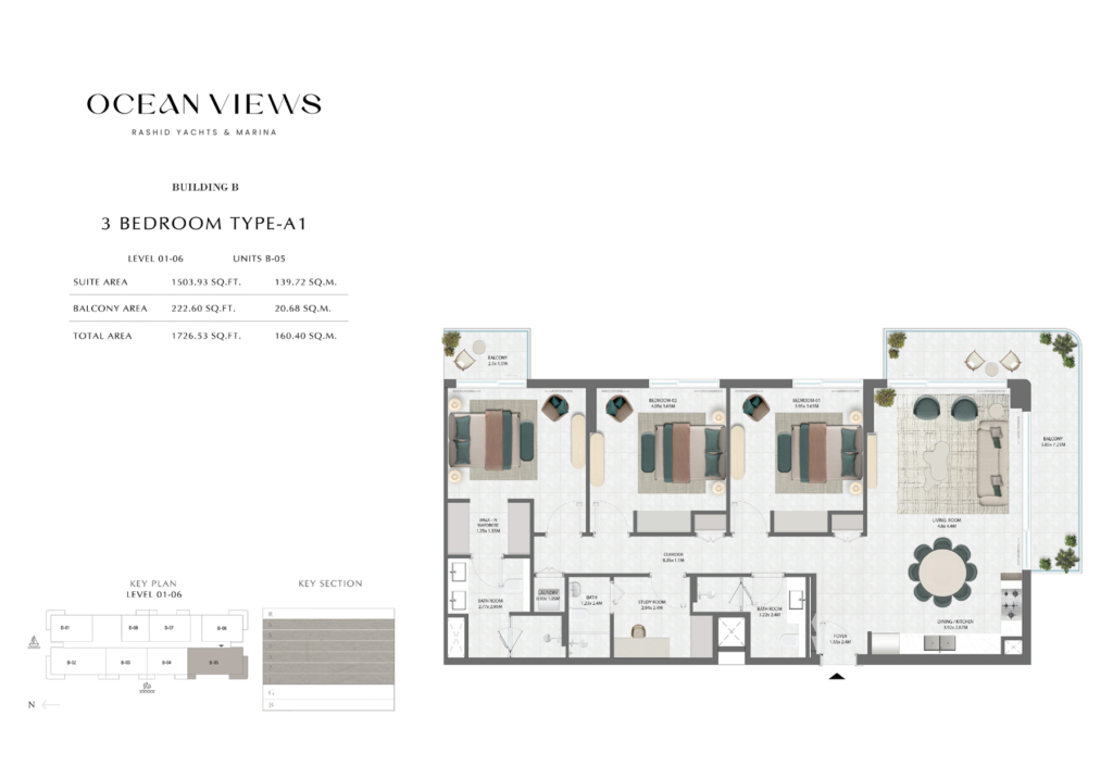 Ocean Views — 3BR floor plan