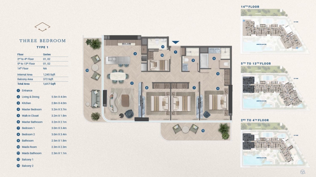 The Bay Interiors — 3BR floor plan