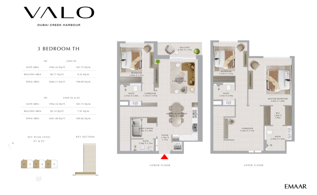 Valo at Dubai Creek Harbour  — 3BR Townhouse floor plan
