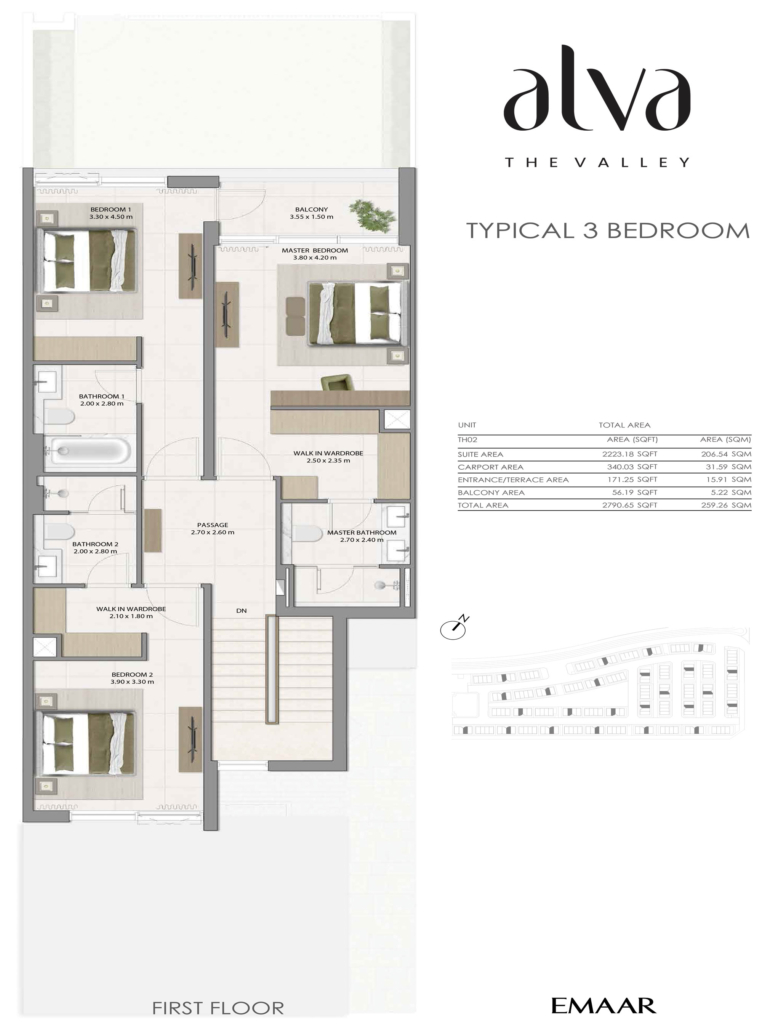 Alva at The Valley  — 3BR Townhouse floor plan