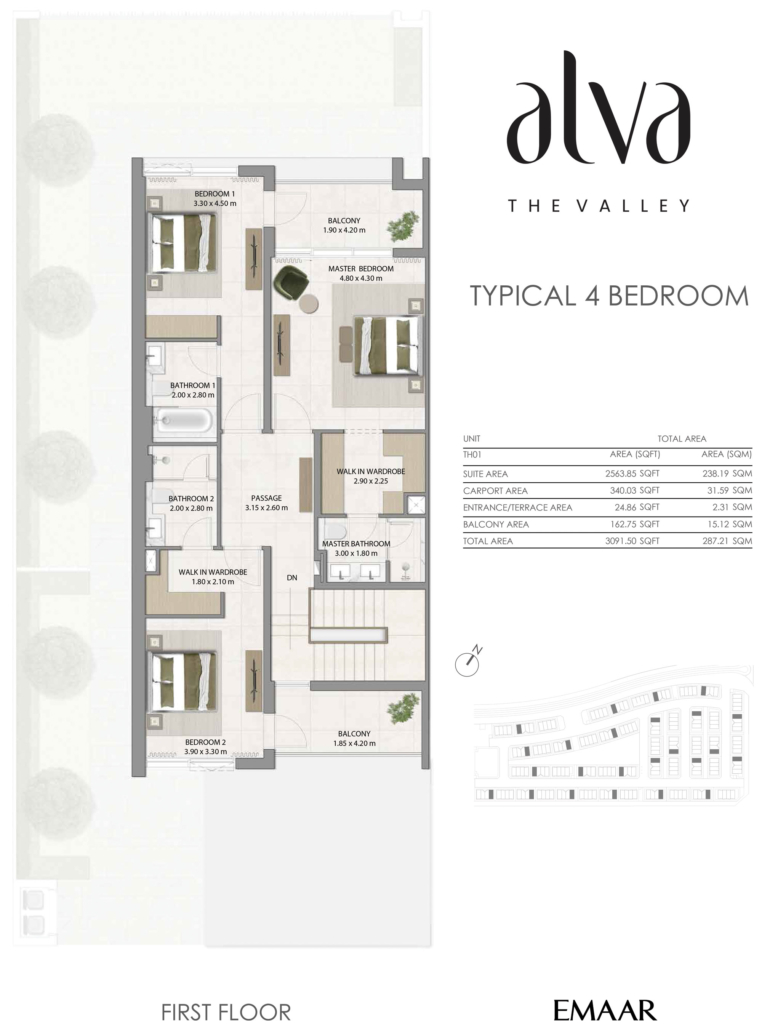 Alva at The Valley  — 4BR Townhouse floor plan