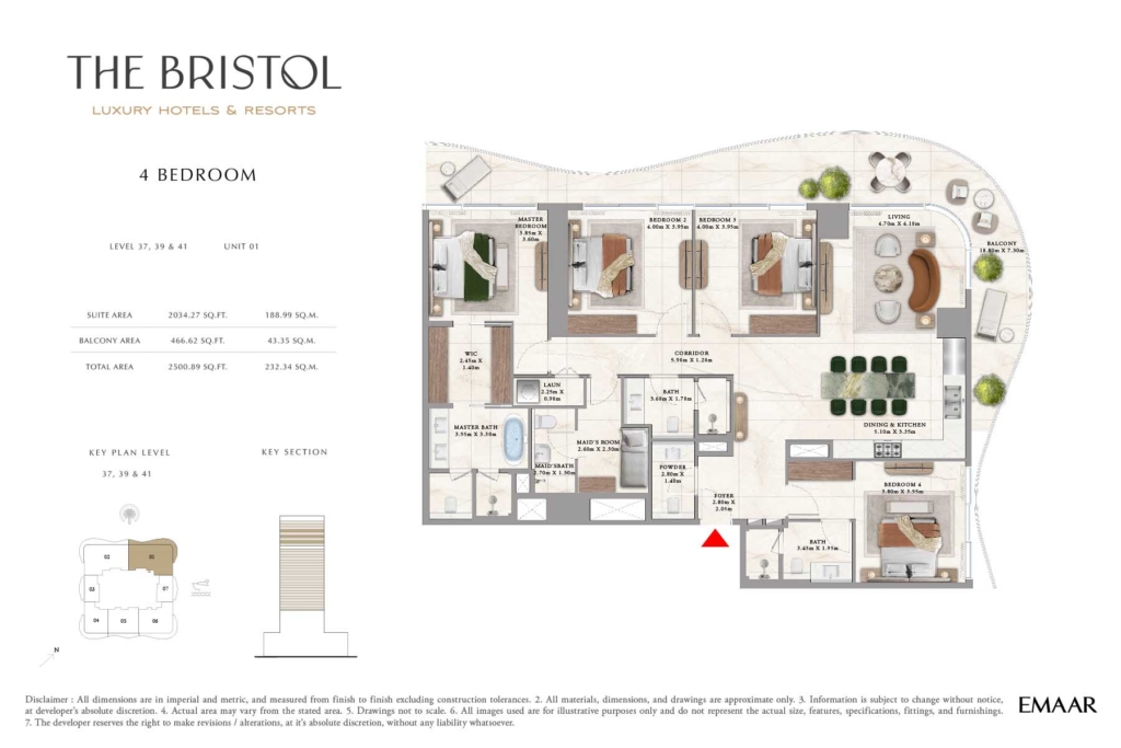 The Bristol Luxury Hotels & Resorts  — 4BR floor plan